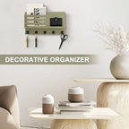 Key Holder Wall Mount, Mail Organizer for Wall with 5 Square Key Hooks - Image 3
