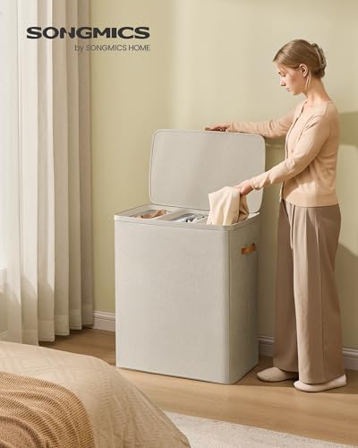 SONGMICS Laundry Basket, 190L Laundry Hamper with Lid, 3 Removable Bags - Image 2