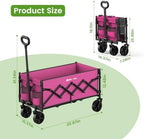 Blomoba 35" Extra Long Folding Wagon with Adjustable Handle & Wheels, Pink - Image 2