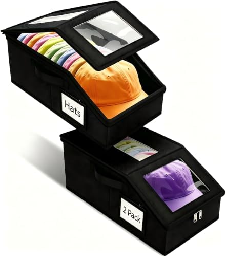 Hat Storage for Baseball Caps, 2 Pack Hat Boxes for 30 Caps by Uawsyut