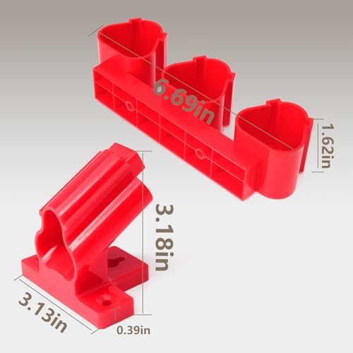 Tool Holders and Battery Holder Compatible with Milwaukee M12 12V Electric Drill Tools Storage Wall Mount Red Plastic Hanger for Shelf, Work Van or Toolbox with 22 Screws - Image 4