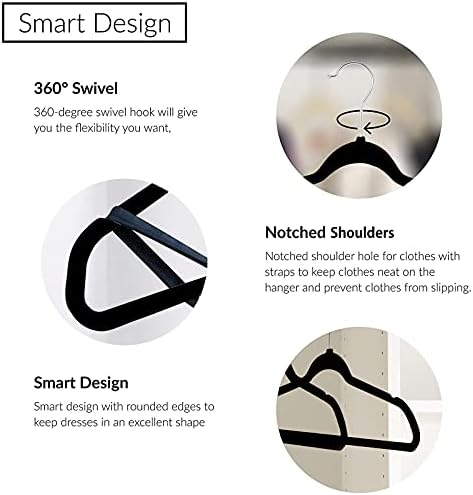 50 Pack Slim Plastic Clothes Hangers, Black | 17.7 in adult size, 0.2 in profile, non-velvet ABS, anti-slip grooves, Closets/dorms/laundry - Image 3