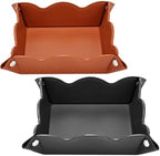 Valet Tray for Men Women 2 Pack - PU Leather Travel Catchall Tray Organizer - Desk Bedside Nightstand Storage Box for Jewelry Key Phone Remote Controller Wallet Readers -Brown and Black by Unknown