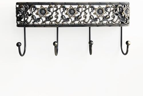 Key Holder for Wall，Vintage Metal Key and Mail Holder Wall Mount, Decorative Entryway Key Rack with Hooks for Keys, Mail, Hats, Bags by MUYUSEN