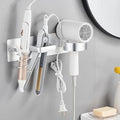 Hair Dryer Holder Wall Mounted,Blow Dryer, Curling Iron, Straightener Holder 3 in 1 Bathroom Metal Hair Tool Organizer Rack-Silver-1 by Unknown