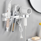 Hair Dryer Holder Wall Mounted,Blow Dryer, Curling Iron, Straightener Holder 3 in 1 Bathroom Metal Hair Tool Organizer Rack-Silver-1 by Unknown