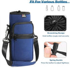 Nuovoware Water Bottle Carrier Bag, 40oz Neoprene Bottle Pouch Holder with Adjustable Shoulder and Hand Strap, 2 Pocket Sling Sleeve for Hiking Travelling Camping Jogging Cycling, Indigo Dark - Image 5