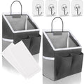 Kanrichu 2pcs Wall Hanging Baskets for Organizing, Hanging Storage Bag as Over the Door Organizer, Wall File Organizer, Rv Storage and Organization. For Bedroom, Office, Camper (Black-Upgraded) by KANRICHU