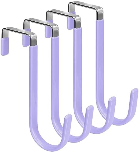 FYY Over the Door Hooks, Single-Hanger 4 Pack, Fits Doors 1 3/8" Lavender by FYY