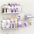 ODesign 3 Pack Adhesive Shower Caddy,Rustproof Shower Shelves Rack,Silver by ODesign