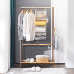 YOUDENOVA Hanging Closet Organizer and Storage for Clothes, 4-Shelf, Beige | Locker/RV/Camper Organizer, Side Pocket, Hanging Shelves for Small Closet, Dorm Room Essentials for Guys, Breathable Fabric - Image 4