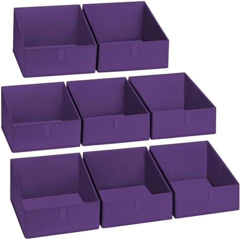 DIMJ Closet Storage Bins 8 Pack - Fabric Trapezoid Closet Organizer Bin, Foldable Storage Baskets for Shelves, Closet Shelf Organizer, Clothing Storage Box for Toys, Books, Towel, Clothes, Purple by DiMJ