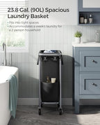 SONGMICS Laundry Basket with Wheels, 1-Section, 23.8 Gallons (90 L) - Image 3