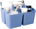 Plastic Shower Caddy, Portable Shower Basket with Handle, Dark Blue by rejomiik