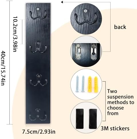 Yohsnor Vertical Key Holder for Wall,Space-Saving Hook Rack for Key,Wallet - Image 2