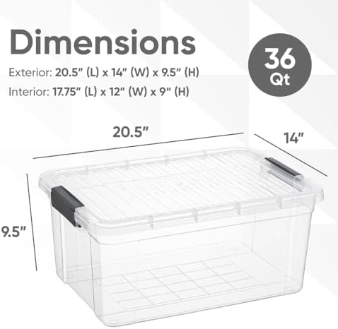 Superio Storage Bins with Lids, Clear Plastic Containers for Organizing, Stackable Totes, BPA Free, Odor Free, Organizer Boxes for Home, and Dorm (4 Pack, 36 Qt) - Image 2