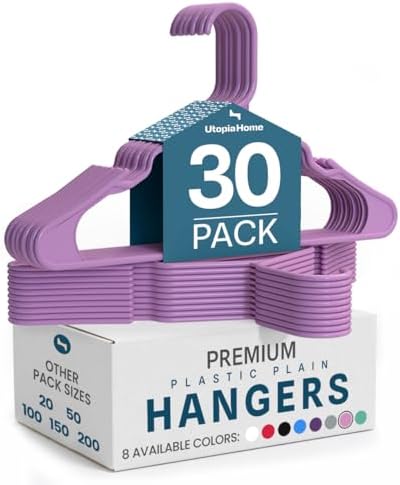 Utopia Home Plastic Hangers 30 Pack – Space Saving Clothes Hanger Pink | Durable & strong | Closet organizer & storage | Ideal for apartments, dorms & stocking stuffers by UTOPIAHOME