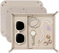 UnionBasic Medium Valet Tray, Jewelry Tray for Rings Watches Earrings, Entryway Catchall Caddy for Coins Keys Change, Nightstand Bedside Valet Holder, Trays for Electronic Gadgets, Beige Plus by UnionBasic