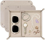 UnionBasic Medium Valet Tray, Jewelry Tray for Rings Watches Earrings, Entryway Catchall Caddy for Coins Keys Change, Nightstand Bedside Valet Holder, Trays for Electronic Gadgets, Beige Plus by UnionBasic