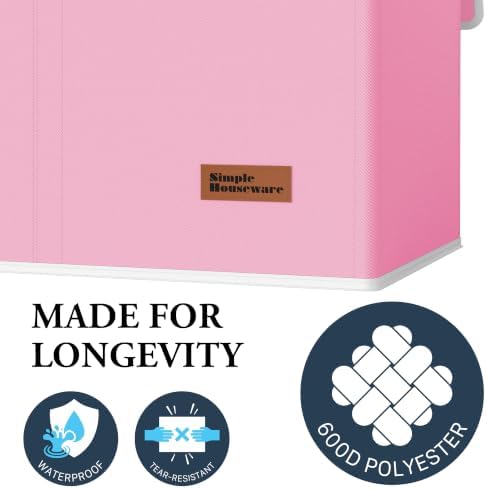 Simple Houseware Double Laundry Hamper with Lid & Removable Bags, Pink - Image 5