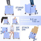 Foldable Utility Cart Folding Portable Rolling Crate with Magnetic Extended Lid,360°Rotate Wheels,176LBS Load Capacity,Heavy Duty Durable Dolly Cart(Blue) - Image 3