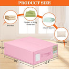 WOWBOX Sheet Organizers and Storage,Closet Bed Sheet Organizer Under Bed Storage and Organization with Label Cards & Clear Window for Bedding Sheets,Duvet Covers,Blankets (8 Pack，Pink) - Image 5
