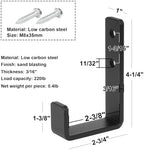 4 Pack 2-3/8" Heavy Duty Steel J Hook, Wall Mount Garage Hanging Bracket - Image 2