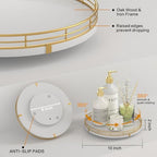 Oroyutor 10-Inch White Wooden Lazy Susan Spice Organizer with Gold Rail - Image 5