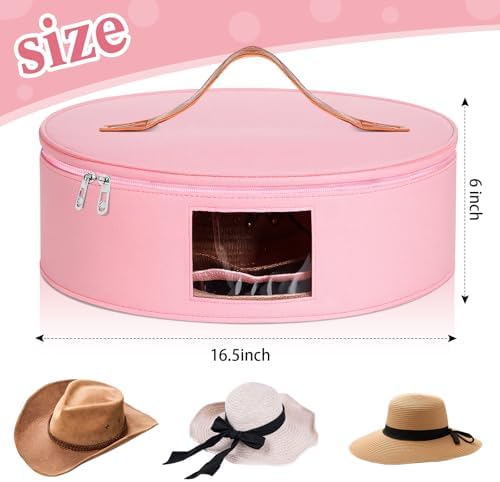 Chunful Hat Box for Women Storage Cowboy Hat Box, Pink, Height 6.3 Inches - Image 2