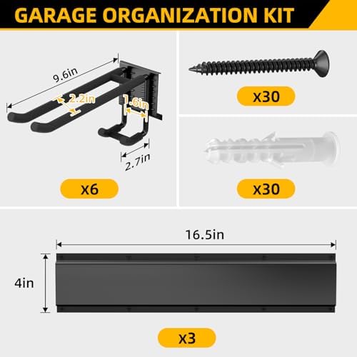 GRENPRO 49.5 Inch Garage Tool Organizer, 6 Double-layer Hooks, Holds 440lbs - Image 3