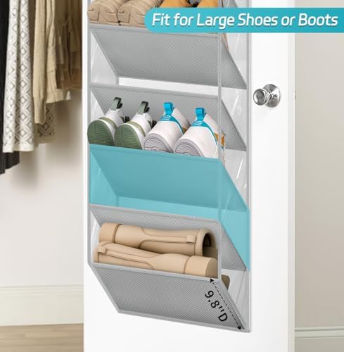 AOODA 10 Tier Clear Over the Door Shoe Organizer Storage, Deep Pockets Large Hanging Shoe Rack for Closet Door, Fit 20 Pairs Shoe Holder Hanger for Boots (Grey) - Image 3