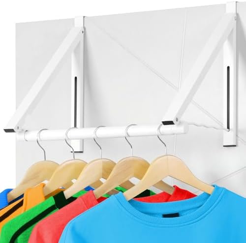 Optish Foldable Over The Door Hanger - Space-Saving Drying Rack for Coats & Clothing, Small Clothes Organizer, White by Optish