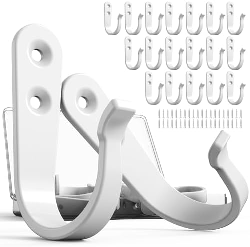 BREYDROK Hook for Hanging - 20PCS Hook for Hanging, Wall Hooks for Coats, Heavy Duty Single Prong Wall Hooks with 40 Pieces Screws (White) by BREYDROK