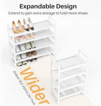 Expandable Metal Shoe Rack for Closet, Entryway & Garage, 4-Tier, White | Adjustable Height for Boots, Stackable Design, Dense Mesh Shelves for Heels, Fits Small Spaces, Apartments and Rentals - Image 4