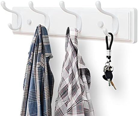 Badiano Heavy Duty Wooden Coat Rack, Wall-Mounted Organizer, 19 Inch, White - Image 2