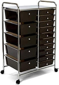 Seville Classics Rolling Utility Organizer Storage Cart , for Home Office, School, Classroom, Scrapbook, Hobby, Craft, 15 Drawer, Black by Unknown