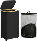 IEGrow Laundry Basket with Wheels 110L Clothes Hamper for Laundry,Black by iEGrow