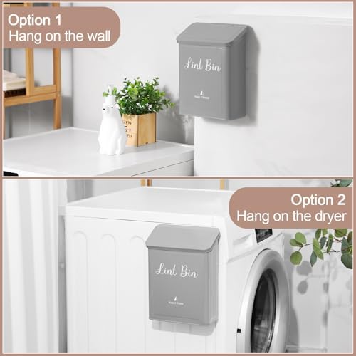 Magnetic Lint Bin for Laundry Room Organization and Storage,Light Grey - Image 4