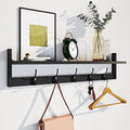 AMBIRD Wall Hooks with Shelf Entryway Hanging Wood Coat Hooks with Shelf Wall-Mounted Coat Hook Rack with 5 Dual Hooks for Bathroom, Living Room, Bedroom (Stylish Black) by AMBIRD