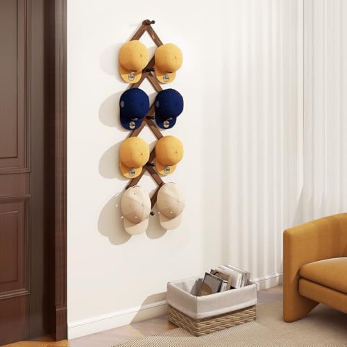 Homode Vintage Wood Expandable Peg Rack- Multi-Purpose Accordion Wall Hangers with 13 Hooks for Hats, Coat, Mugs, Scarf, Jewelry Storage - Image 3