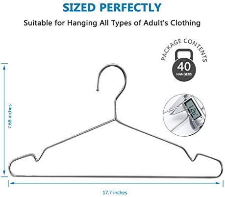Fayleeko Wire Coat Hangers - 17.7 Inch Heavy Duty Stainless Steel Hangers (50 Pack) - Image 4