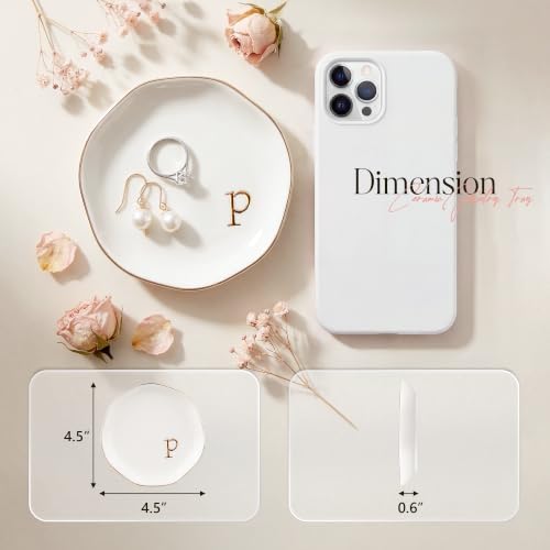 Ceramic Jewelry Tray, White Initial P Personalized Jewelry Dish - Image 2