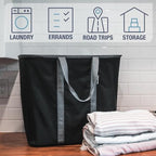 CleverMade Collapsible Laundry Caddy, 64L Pop-Up Hamper, 2 Pack, Black Gray - Image 4