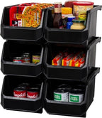 Akro-Mils ReadySpace Large Stackable Plastic Storage Bins, 6-Pack, Black by Akro-Mils