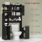 UPOSOJA Over The Toilet Storage Cabinet with Pulley, Bathroom Cabinet, Space Saver W/Adjustable Shelf Rack for Bathroom, Restroom, Laundry (Black-Type A) - Image 5