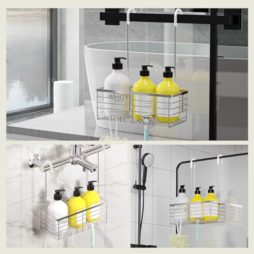 DELLAN Hanging Shower Organizer, Shower Rack with Hooks Over the Door - Image 2