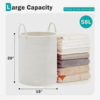 YOUDENOVA Cotton Laundry Hamper, 58L Tall Storage Basket-White - Image 2