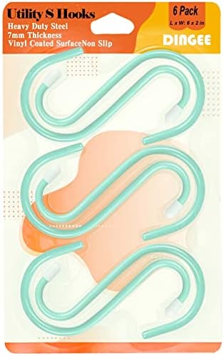DINGEE 6 Inch Large Heavy Duty S Hooks,Green S Hook for Hanging Clothes,Rubber Coated S Hooks, Non Slip Vinyl Coated S Hanger Hook for Hanging Plants Outdoor, Pots and Pans, Coffee Cups, Garden - Image 2