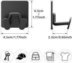 Adhesive Shower Hooks for Inside - Extra Sticky Stainless, Razor Holder Shower Accessories, Wall Mounted Self-Adhesive Double Hooks for Razor, Loofah, Towel, Shaver, Coat, Key, Matt Black, 4-Pack - Image 4