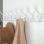 Dseap Coat Rack Wall Mount - 29.5” Long 8-Tri-Hooks Heavy Duty Coat Hanger Rail Wall Hooks for Hanging Coats Hats Clothing Clothes Purse Mudroom Entryway, White - Image 3